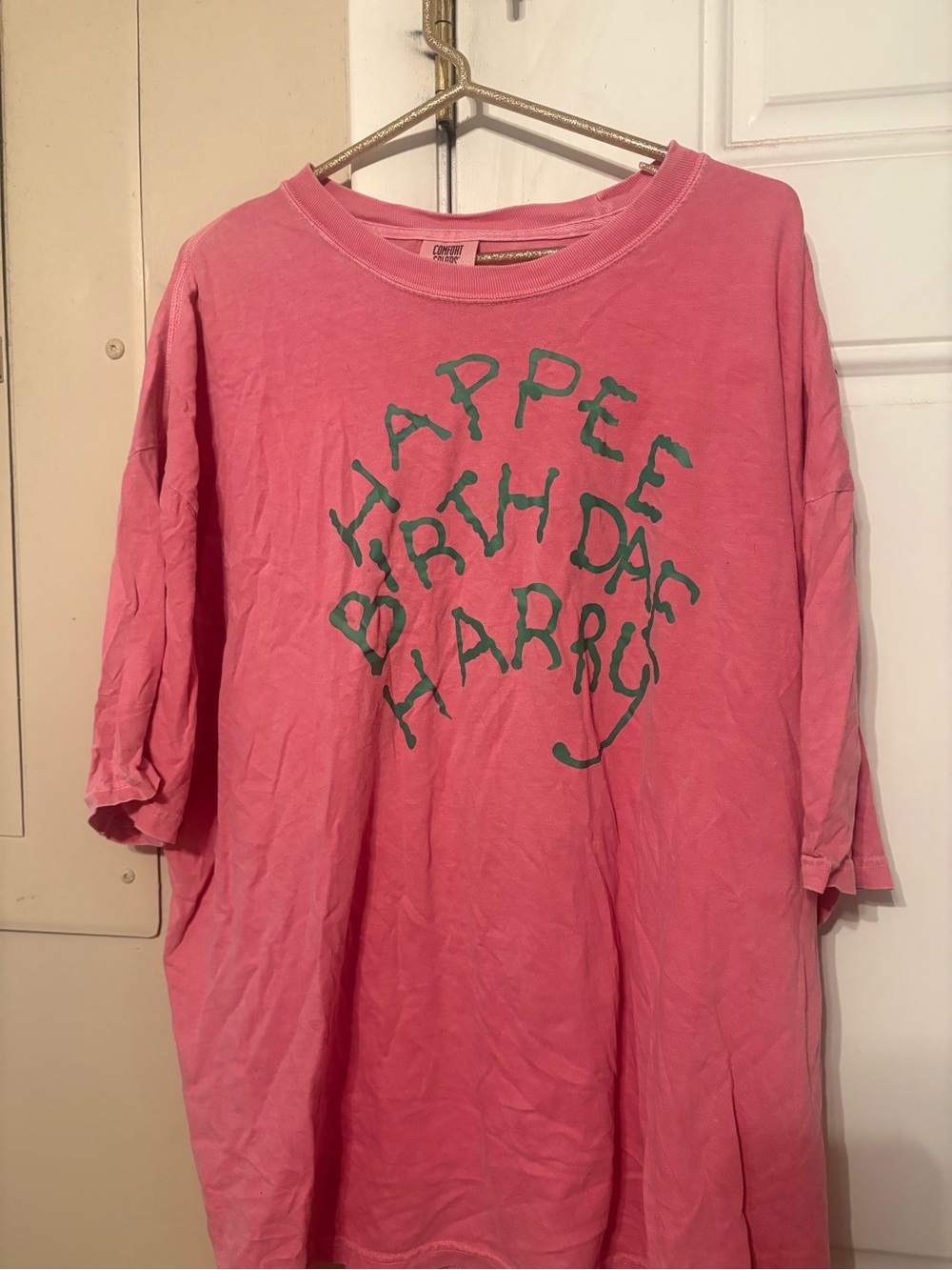 Comfort Colors Pink Tee with Green Graphic